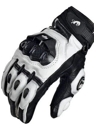 Leather Motorcycle Gloves Black White Red Racing Genuine Leather Motorbike Road Racing Team Glove Summer Winter Rider Gloves AHT Automobiles And Motorcycles Store