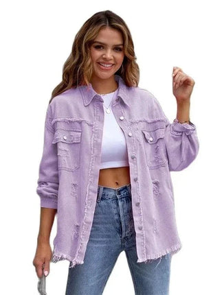 Raw-Edges Denim Jacket | Casual Women’s Outerwear for Spring & Autumn 🌼 PEPE 's Hoodie Sportswear Store