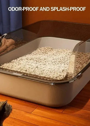 Cat Litter Box Semi Enclosed Design Large Capacity Splashproof Cover Easy Clean Non Stick Cat Toilet with Litter Scoop for Cats Dropshipman