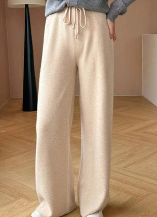 Bxoxo Autumn Casual Wide Leg Pants for Women High Waist Drawstring Soft Warm All Match Pants Korean Solid Simple Straight Trousers New Suli Store