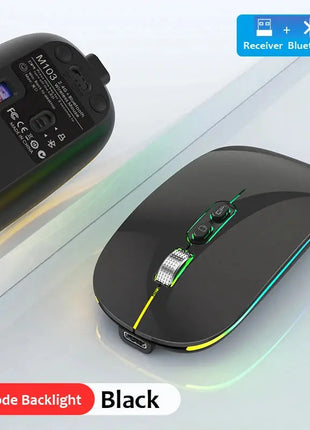 Dual Mode Bluetooth 2.4G Wireless Mouse One-Click Desktop Function Type-C Rechargeable Silent Backlight Mice for Laptop PC New Stone's Store
