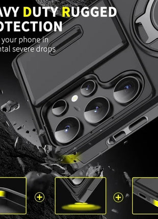 Case For Samsung Galaxy S25 S24 S23 S22 S21 Ultra Plus S24FE S23FE Slide Camera Protect Magnetic holder Armor Shockproof Cover XinYUyue Cases Store