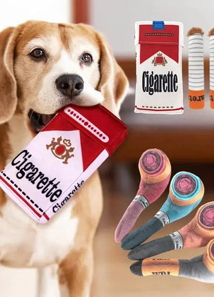 Stuffed Raw Dog Bite Toy Joint Cigarette Case Plush Cigar Funny Interactive Puppy Dog Chew Squeak Toys Cigarettes Toy for A Dog Dropshipman
