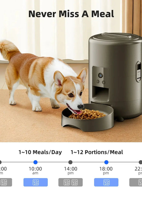2L with video automatic cat feeder, intelligent timed and quantitative feeding, cat, dog and pet feeding bowl controlled by APP Dropshipman