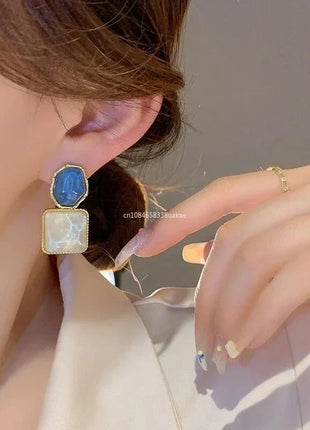 Vintage Resin Blue Earrings Rainbow Girl Jewelry Store