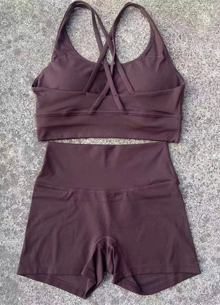 2 Piece Cross Back Bra Top High Waist Shor Shop1104290027 Store