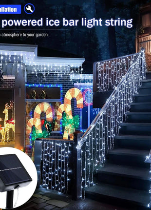 NEW 162/96LED Solar Icicle Outdoor Christmas Lights 8 Modes Waterproof Fairy Lights for Home Party Halloween Holiday Decoration OSIDEN Lighting Store