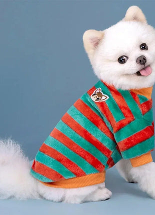 Soft Fleece Pet Clothes For Small Dogs Winter Warm Dog Vest Rainbow Striped Puppy Cats Clothing Chihuahua Poodle Shih Tzu Coats Dropshipman