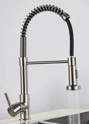 🚰 Pull-Down Kitchen Faucet – Matte Black Brass Spring Faucet with Dual Mode Nozzle | Hot &amp; Cold Mixer Tap for Single-Hole Sink Installation YYYMEST Factory Store