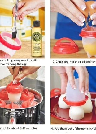 Non-stick Silicone Boiled Eggs Cup Kitchen Egg Cooker Poachers Silicone Steamed Egglettes Cooking Accessories Gift kitchen tools Cleaning series Store