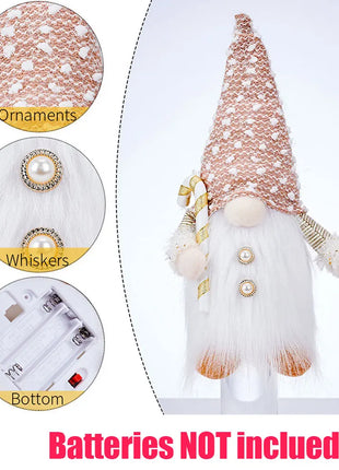 Glowing Gnome Christmas Faceless Doll 30cm Tree Decorations 2025 Night Light Xmas Gift Navidad 2023 New Year Home Decor