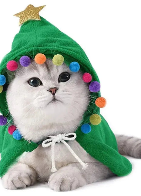 Cats Small Dogs Christmas Costume Autumn Winter Warm Cloak Christmas Tree Cosplay Funny Pet Cape Dress Up Clothes Props Decor Dropshipman
