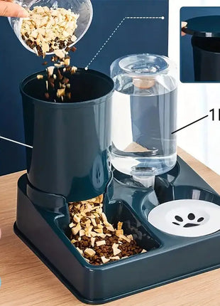 Automatic Cat Feeder Water Dispenser Set, 2 In 1 Tilted Automatic Pet Food And Water Feeder Gravity Food Feeder and Waterer Dropshipman