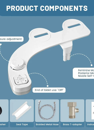SAMODRA Non-Electric Bidet - Self Cleaning Dual Nozzle (Frontal and Rear Wash) Water Bidet Toilet Seat Attachment