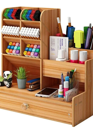 WoodCraft Desk Organizer with Drawer Six Seasons Store