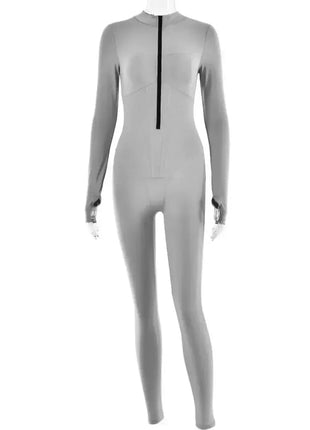Sexy Elegant Women’s Zip-up O-neck Long Sleeve Jumpsuit – Streetwear Autumn Overalls, Fitness Sports Bodysuit for Women FDYOUI Official Store