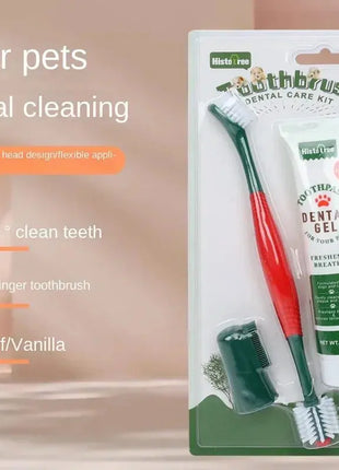Pet Healthy Edible Toothpaste With Toothbrush Dog Cats Mouth Teeth Cleaning Care Vanilla Beef 2Taste Pet Supplies Accessories Dropshipman