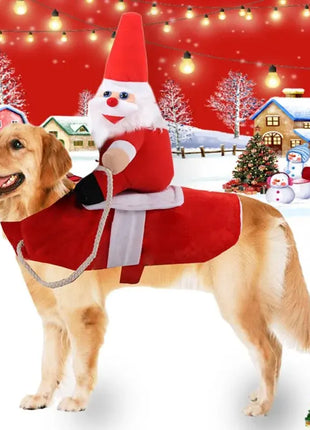 Pet Christmas Costume Riding Horse Santa Dogs Vest Coat Clothes Funny Christmas Halloween Party Dressing up Dogs Cats Outfit Dropshipman