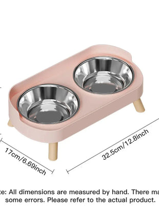A Colorful Dopamine Pet Double Bowl Fashion Feeding Large Capacity Stainless Steel Dog Bowl Drinking Water Neck Cat Double Bowl Dropshipman