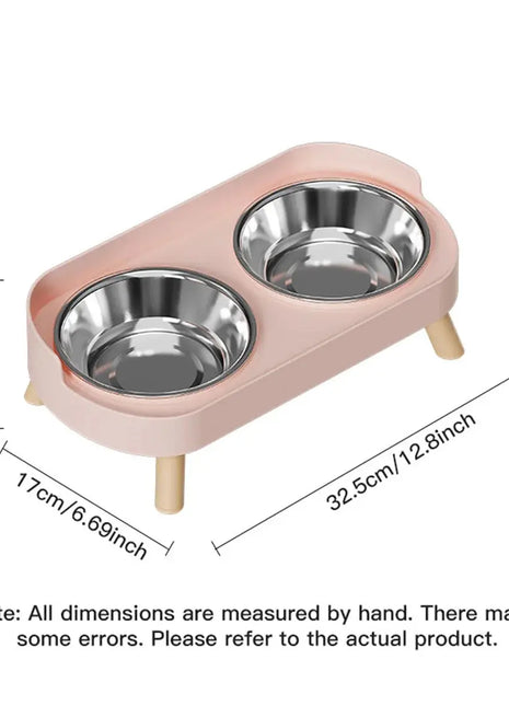 A Colorful Dopamine Pet Double Bowl Fashion Feeding Large Capacity Stainless Steel Dog Bowl Drinking Water Neck Cat Double Bowl Dropshipman