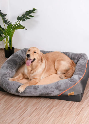 L XL 2XL 3XL Dog Bed Super Soft Orthopedic Foam Pet Bed Sleeping Mat with Cotton-padded Bolster and Removable Cover Dropshipman
