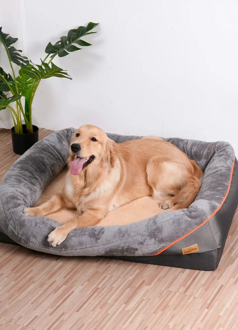 L XL 2XL 3XL Dog Bed Super Soft Orthopedic Foam Pet Bed Sleeping Mat with Cotton-padded Bolster and Removable Cover Dropshipman