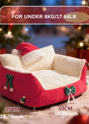 Christmas Cozy Cat Sofa Bed – Warm, Removable & Washable Pet Bed for Cats & Small Dogs daidaidog Store