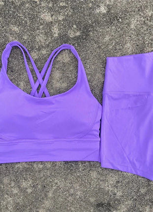 2 Piece Cross Back Bra Top High Waist Shor Shop1104290027 Store