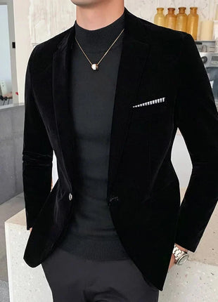 Spring Velvet Men's Wedding Blazer - Fashion Casual Suit Shop1102840275 Store