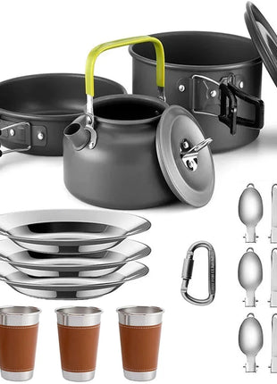 Camping Cooking Set - Outdoor Cookware & Picnic Tableware | Non-Stick Pots & Teapot Stone's Store