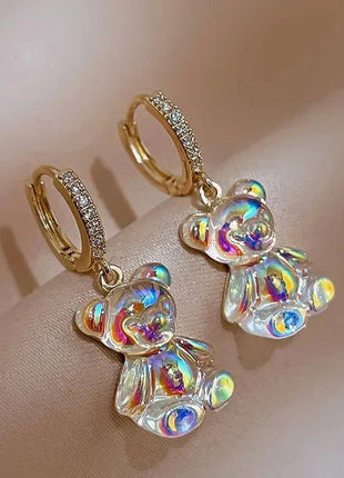 Cartoon Bear Pendant Zircon Earrings Niche Design All-Match Earrings Graceful and Fashionable Wholesale and Retail Shop1100214136 Store