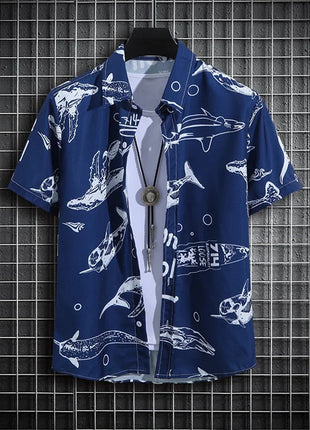 Stripe Men's Shirt Flower 3d Print Shirt Casual Short-sleeved Tops Beach Party Shirts Man Hawaiian Shirt Male Clothes Loose Super Shirt Store