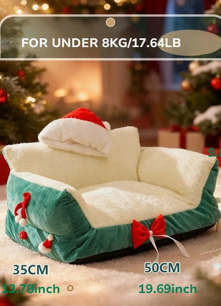 Christmas Cozy Cat Sofa Bed – Warm, Removable & Washable Pet Bed for Cats & Small Dogs daidaidog Store