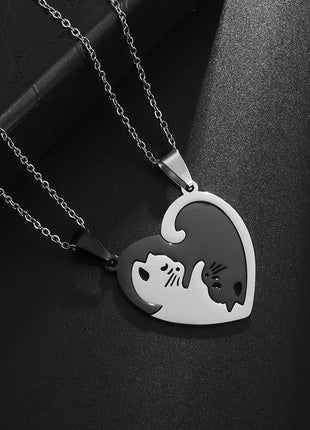 Couple Necklace with Hugging Love Pet Cat Design 17KMM Store
