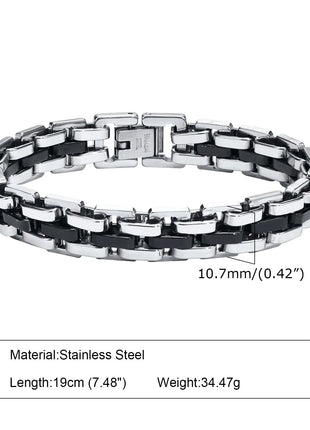 Gents Bracelet for Men Two Tone Stainless Steel Bracelets mprainbow Official Store