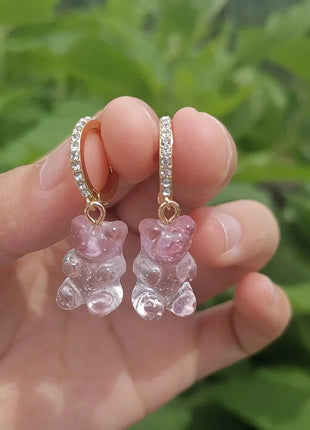 Cartoon Bear Pendant Zircon Earrings Niche Design All-Match Earrings Graceful and Fashionable Wholesale and Retail Shop1100214136 Store