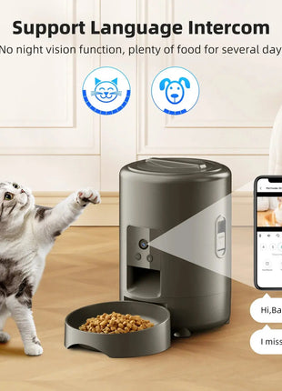 2L with video automatic cat feeder, intelligent timed and quantitative feeding, cat, dog and pet feeding bowl controlled by APP Dropshipman