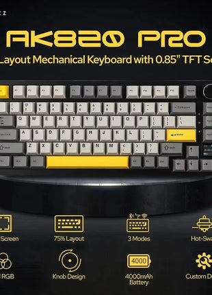 Ajazz AK820 Pro Gaming Mechanical Keyboard Stone's Store