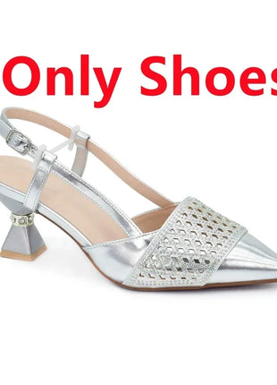 New Design Nigerian Wedding Matching Shoe and Bag Decorated with Rhinestone Wedding Shoes and Bags Set for Women Italian 2025 Italian trend store