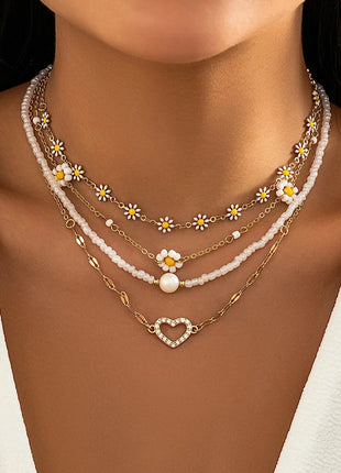 Daisy & Heart Four-Pack Necklace Set Stone's Store