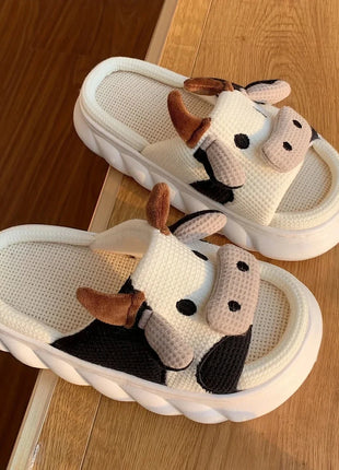 Women's Kawaii Cartoon Cow House Slippers, Casual Slip On Platform Slipper, Comfortable Indoor Shoes Shop1103881077 Store
