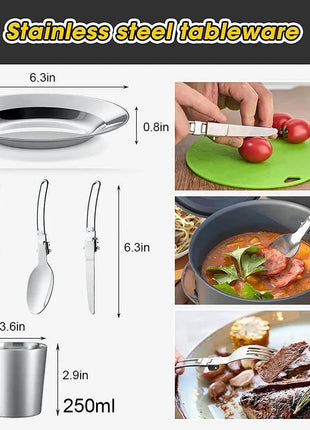 Camping Cooking Set - Outdoor Cookware & Picnic Tableware | Non-Stick Pots & Teapot Stone's Store