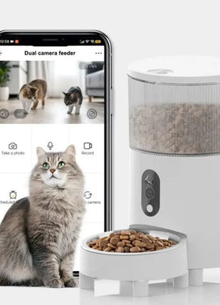 Automatic Cat Feeder with Video Function 4L, dual cameras Intelligent Timed and Quantitative Pet Dog Feeding Machine Dropshipman