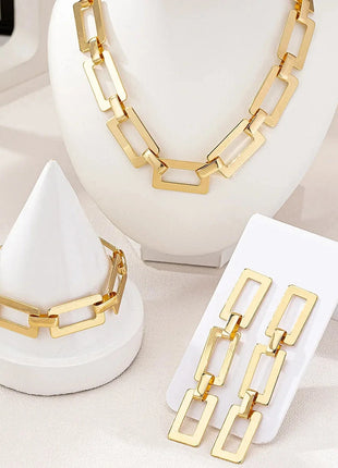 Adjustable 18K Gold-Plated Modern Bar Bracelet and Ring Jewelry Set NEULRY neulry Store