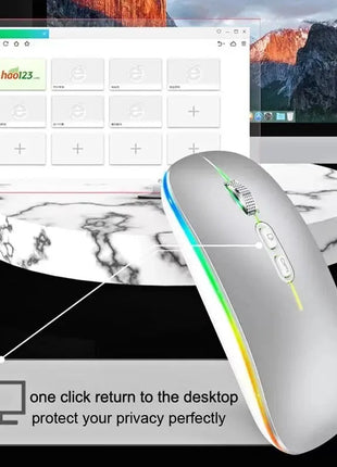 Dual Mode Bluetooth 2.4G Wireless Mouse One-Click Desktop Function Type-C Rechargeable Silent Backlight Mice for Laptop PC New Stone's Store
