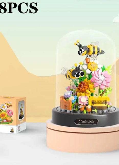 Cute Butterfly/Bee With Flowers And Clear Display Set Mini Building Blocks Stone's Store