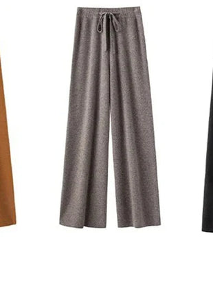 Bxoxo Autumn Casual Wide Leg Pants for Women High Waist Drawstring Soft Warm All Match Pants Korean Solid Simple Straight Trousers New Suli Store