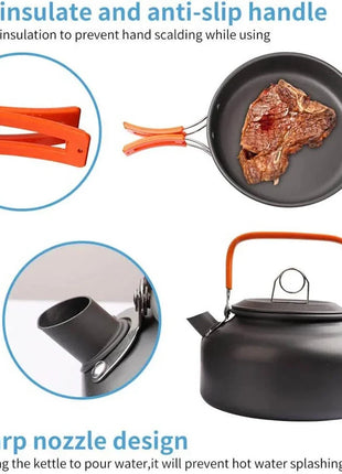 Camping Cooking Set - Outdoor Cookware & Picnic Tableware | Non-Stick Pots & Teapot Stone's Store