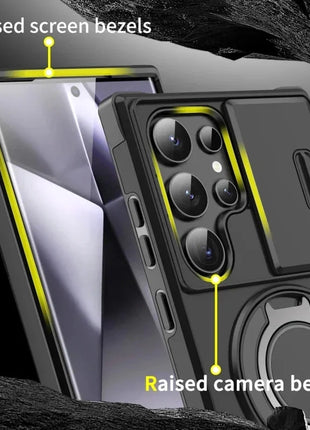 Case For Samsung Galaxy S25 S24 S23 S22 S21 Ultra Plus S24FE S23FE Slide Camera Protect Magnetic holder Armor Shockproof Cover XinYUyue Cases Store