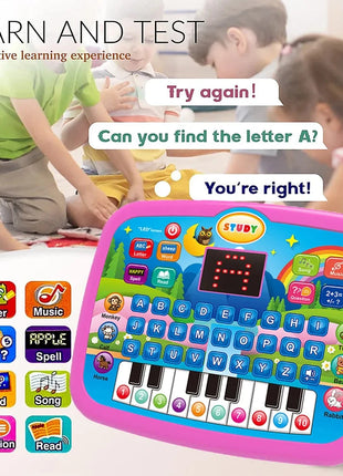 Kids’ Education Tablet Toy, Age 3+ Literacy Math Music Learning, Doubles as Electronic Keyboard, Birthday Christmas Gift TOYMAX Store